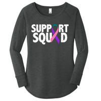 Thyroid Cancer Support Squad Teal Purple Pink Ribbon Women's Perfect Tri Tunic Long Sleeve Shirt