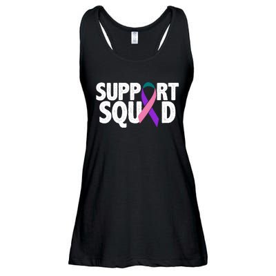 Thyroid Cancer Support Squad Teal Purple Pink Ribbon Ladies Essential Flowy Tank