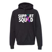 Thyroid Cancer Support Squad Teal Purple Pink Ribbon Premium Hoodie