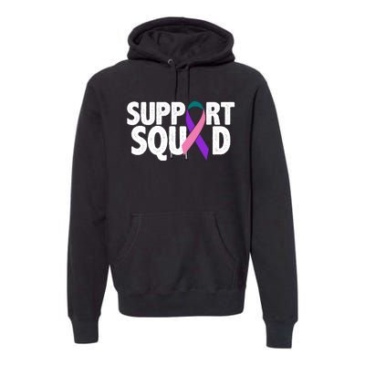 Thyroid Cancer Support Squad Teal Purple Pink Ribbon Premium Hoodie