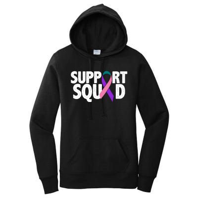 Thyroid Cancer Support Squad Teal Purple Pink Ribbon Women's Pullover Hoodie