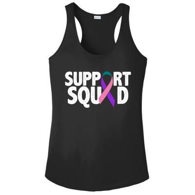 Thyroid Cancer Support Squad Teal Purple Pink Ribbon Ladies PosiCharge Competitor Racerback Tank