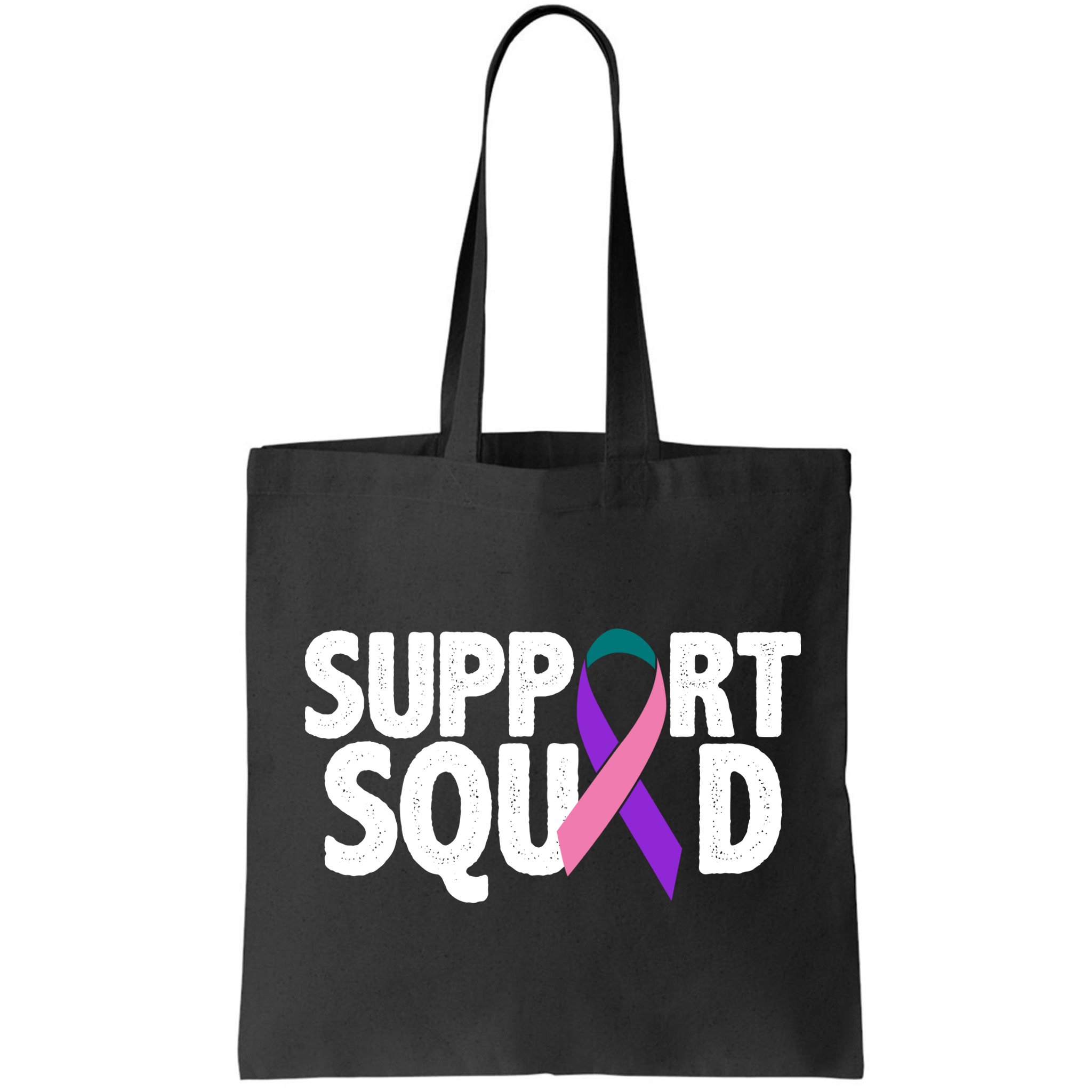 Thyroid Cancer Support Squad Teal Purple Pink Ribbon Bag
