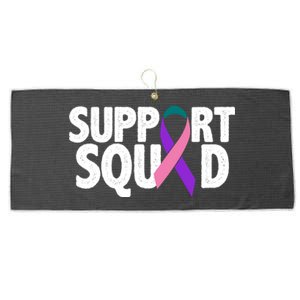 Thyroid Cancer Support Squad Teal Purple Pink Ribbon Large Microfiber Waffle Golf Towel