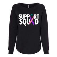 Thyroid Cancer Support Squad Teal Purple Pink Ribbon Womens California Wash Sweatshirt