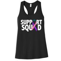 Thyroid Cancer Support Squad Teal Purple Pink Ribbon Women's Racerback Tank