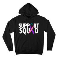 Thyroid Cancer Support Squad Teal Purple Pink Ribbon Tall Hoodie