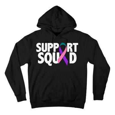 Thyroid Cancer Support Squad Teal Purple Pink Ribbon Tall Hoodie