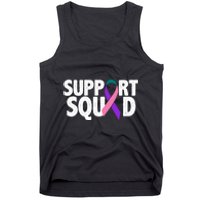 Thyroid Cancer Support Squad Teal Purple Pink Ribbon Tank Top