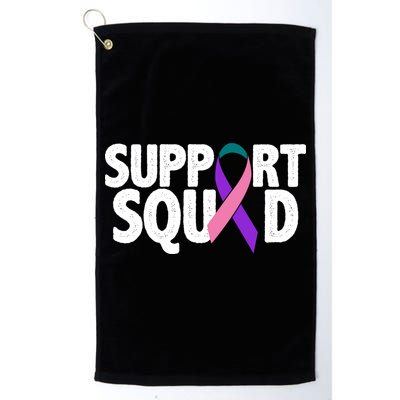 Thyroid Cancer Support Squad Teal Purple Pink Ribbon Golf Towel