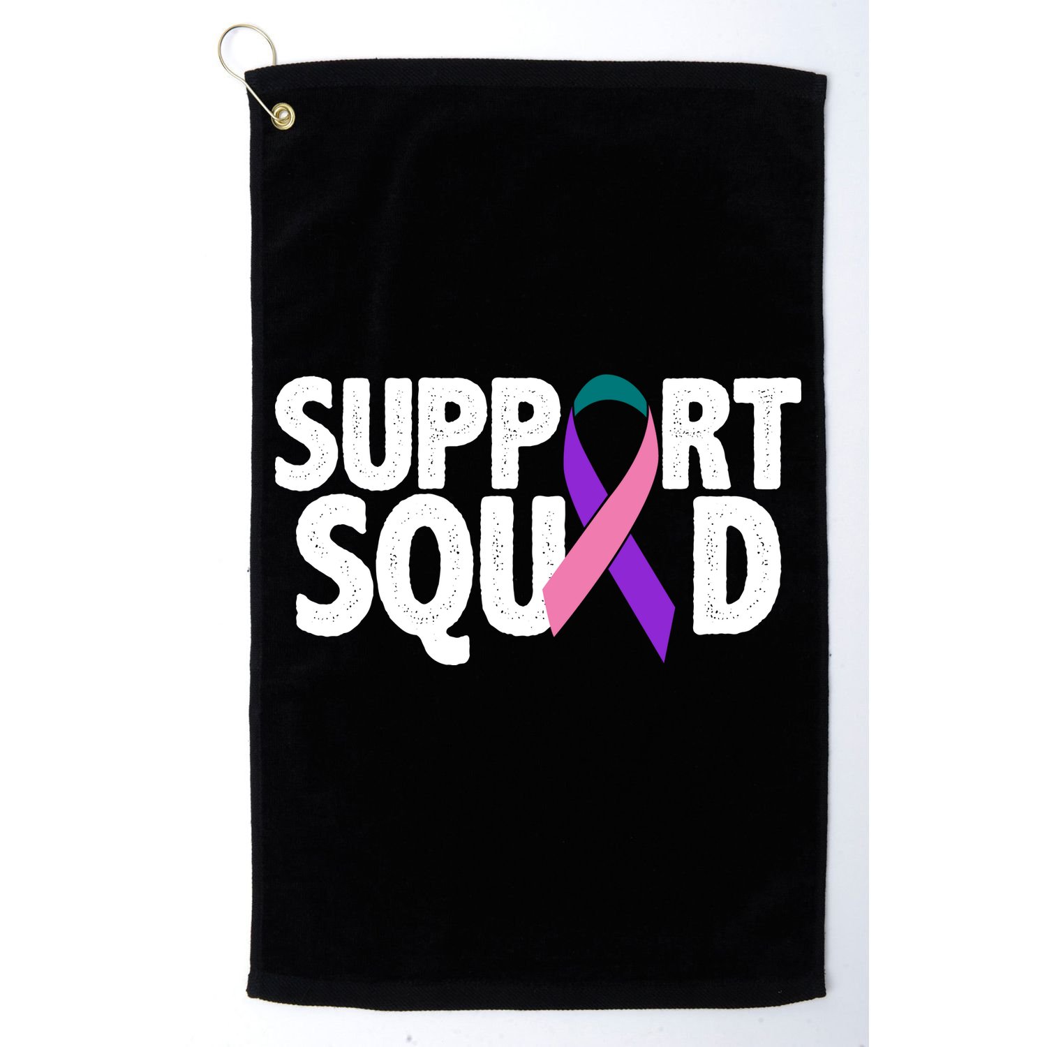 Thyroid Cancer Support Squad Teal Purple Pink Ribbon Golf Towel