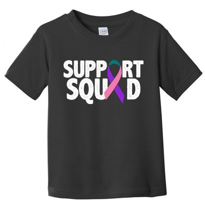 Thyroid Cancer Support Squad Teal Purple Pink Ribbon Toddler T-Shirt