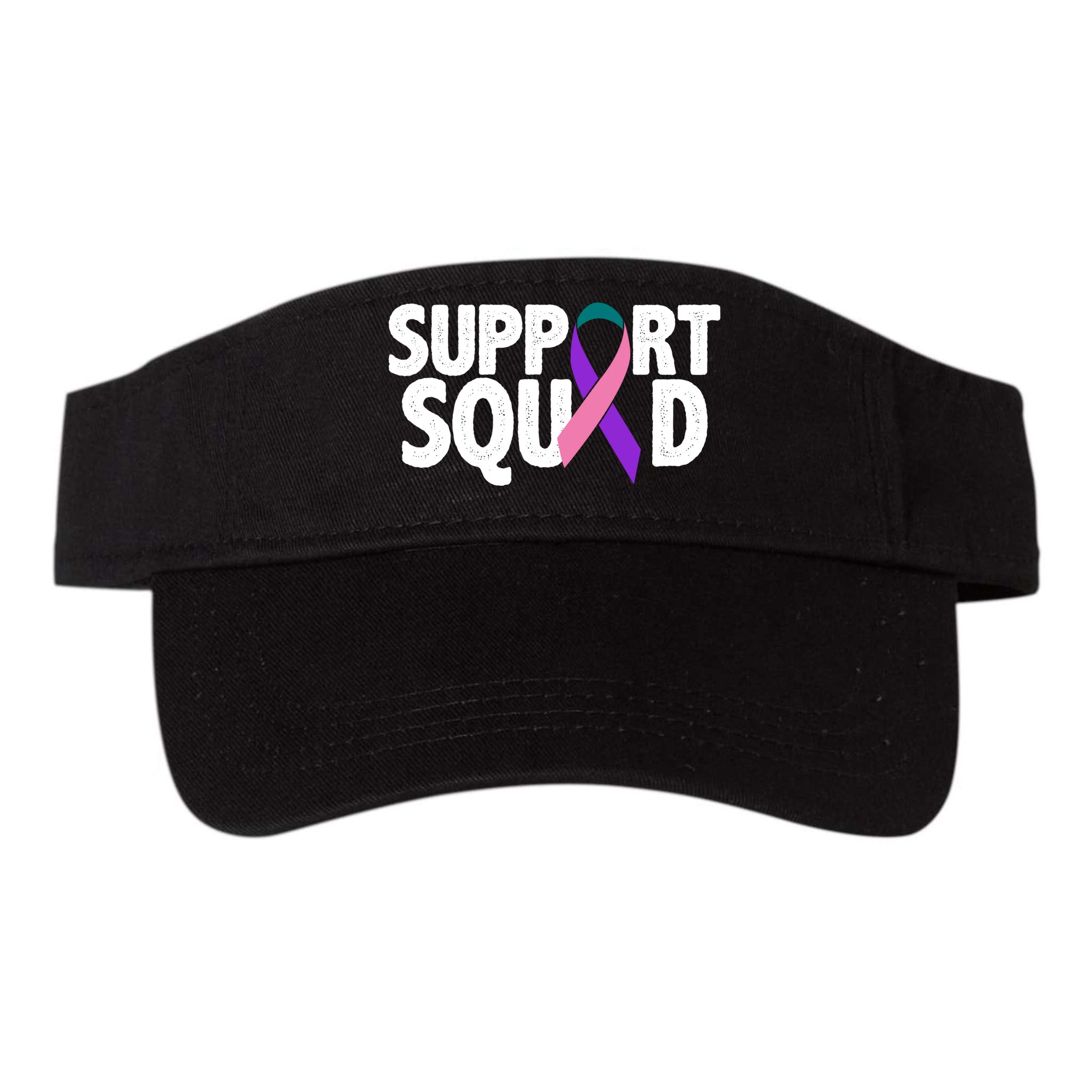 Thyroid Cancer Support Squad Teal Purple Pink Ribbon Visor