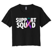 Thyroid Cancer Support Squad Teal Purple Pink Ribbon Women's Crop Top Tee