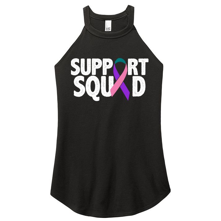 Thyroid Cancer Support Squad Teal Purple Pink Ribbon Women's Perfect Tri Rocker Tank
