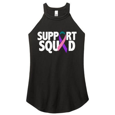 Thyroid Cancer Support Squad Teal Purple Pink Ribbon Women’s Perfect Tri Rocker Tank