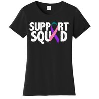 Thyroid Cancer Support Squad Teal Purple Pink Ribbon Women's T-Shirt