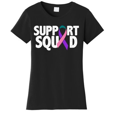 Thyroid Cancer Support Squad Teal Purple Pink Ribbon Women's T-Shirt