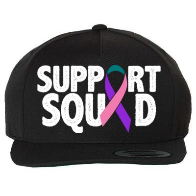 Thyroid Cancer Support Squad Teal Purple Pink Ribbon Wool Snapback Cap