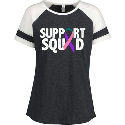 Thyroid Cancer Support Squad Teal Purple Pink Ribbon Enza Ladies Jersey Colorblock Tee