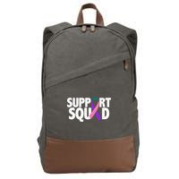 Thyroid Cancer Support Squad Teal Purple Pink Ribbon Cotton Canvas Backpack