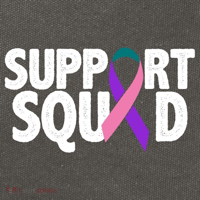 Thyroid Cancer Support Squad Teal Purple Pink Ribbon Cotton Canvas Backpack
