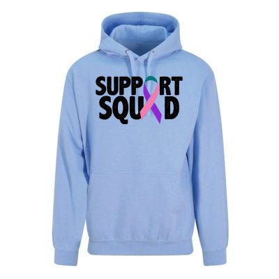 Thyroid Cancer Support Squad Teal Purple Pink Ribbon Unisex Surf Hoodie