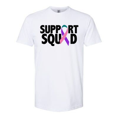 Thyroid Cancer Support Squad Teal Purple Pink Ribbon Softstyle CVC T-Shirt