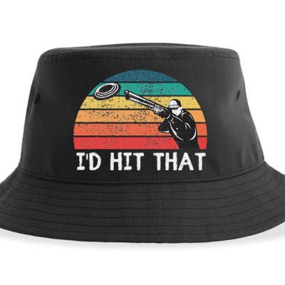 Skeet Shooting Trap Sporting Clay Target Vintage Sunset Sustainable Bucket Hat