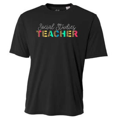 Social Studies Teacher Leopard Back To School First Day Cooling Performance Crew T-Shirt