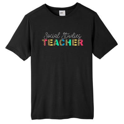 Social Studies Teacher Leopard Back To School First Day Tall Fusion ChromaSoft Performance T-Shirt