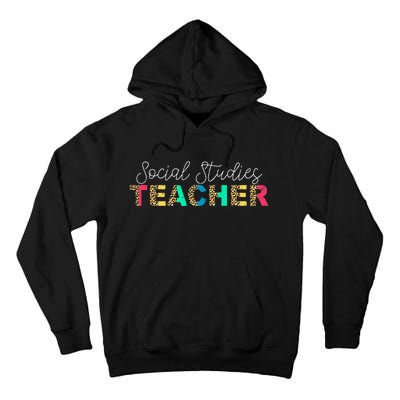 Social Studies Teacher Leopard Back To School First Day Tall Hoodie