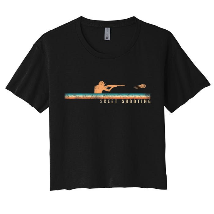 Shotgun Skeet Trap Clay Pigeon Shooting Retro Vintage Skeet Women's Crop Top Tee