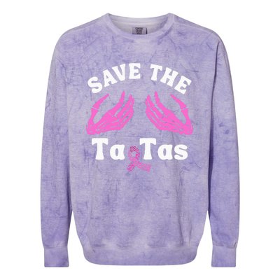 Skeleton Save The Tatas Unique Breast Cancer Awareness Colorblast Crewneck Sweatshirt