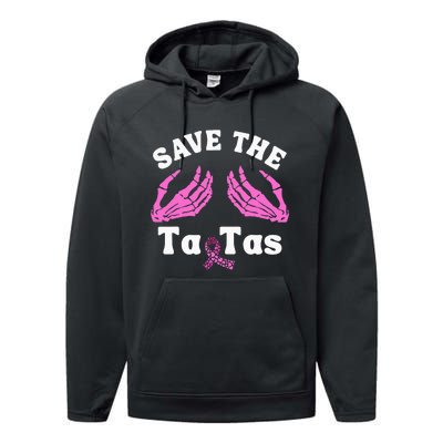 Skeleton Save The Tatas Unique Breast Cancer Awareness Performance Fleece Hoodie