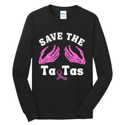 Skeleton Save The Tatas Unique Breast Cancer Awareness Tall Long Sleeve T-Shirt