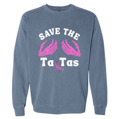 Skeleton Save The Tatas Unique Breast Cancer Awareness Garment-Dyed Sweatshirt