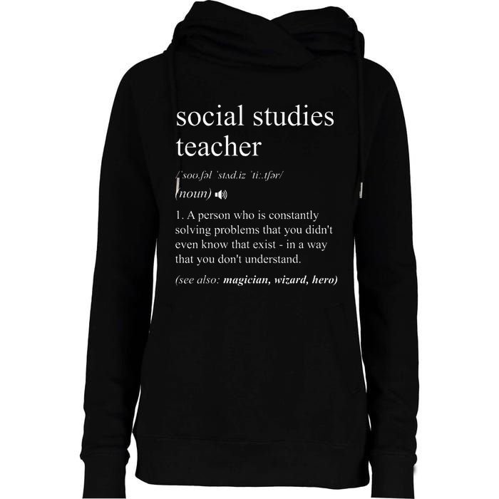 Social Studies Teacher Funny Dictionary Definition Womens Funnel Neck Pullover Hood