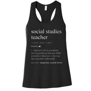 Social Studies Teacher Funny Dictionary Definition Women's Racerback Tank