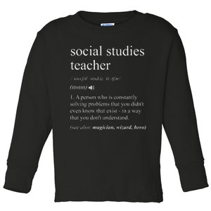 Social Studies Teacher Funny Dictionary Definition Toddler Long Sleeve Shirt