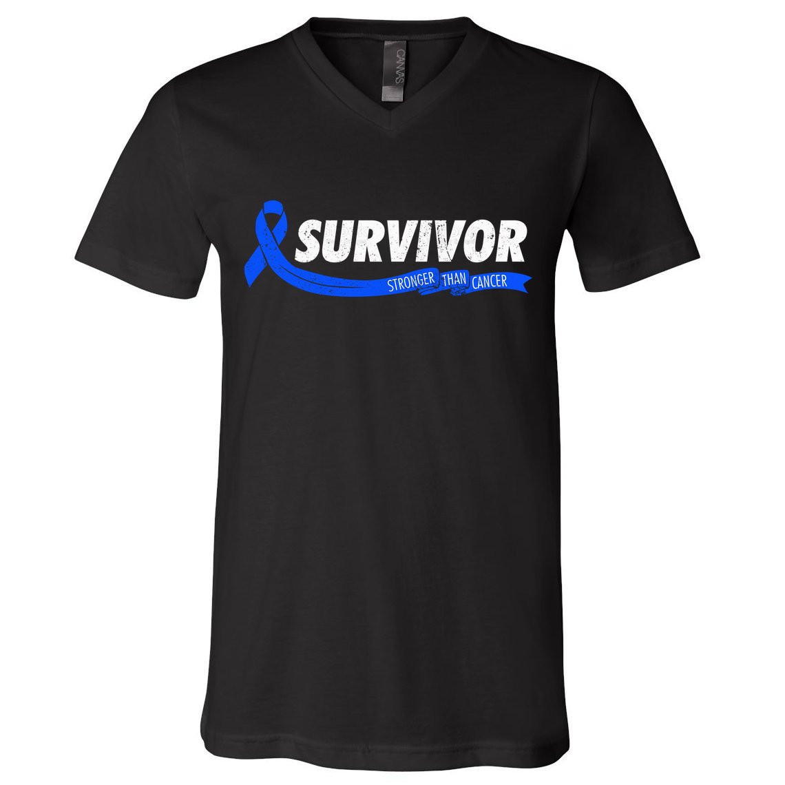 Survivor Stronger Than Cancer Colon Cancer Awareness Gift V-Neck T-Shirt