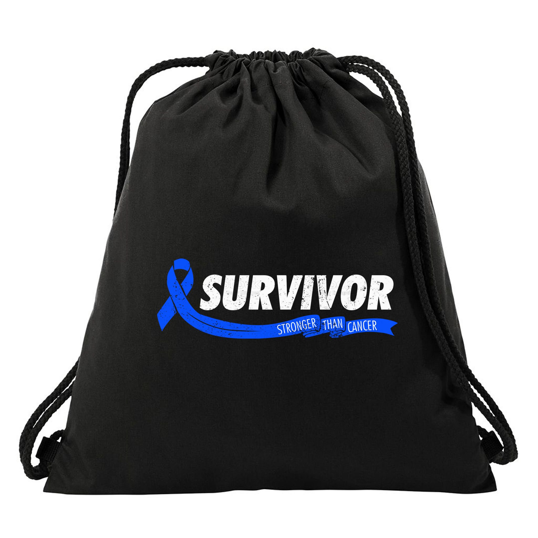 Survivor Stronger Than Cancer Colon Cancer Awareness Gift Drawstring Bag