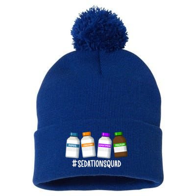 Sedation Squad Trauma Icu Nurse Trauma Intensive Care Unit Gift Pom Pom 12in Knit Beanie