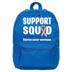 Support Squad Uterine Cancer Warrior Endometrial Cancer Meaningful Gift 16 in Basic Backpack