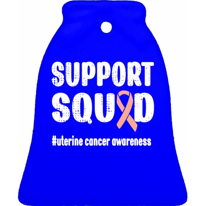 Support Squad Uterine Cancer Warrior Endometrial Cancer Meaningful Gift Ceramic Bell Ornament