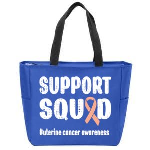 Support Squad Uterine Cancer Warrior Endometrial Cancer Meaningful Gift Zip Tote Bag