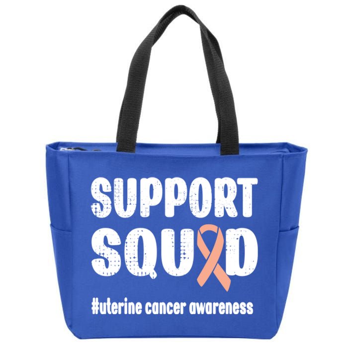 Support Squad Uterine Cancer Warrior Endometrial Cancer Meaningful Gift Zip Tote Bag