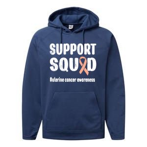 Support Squad Uterine Cancer Warrior Endometrial Cancer Meaningful Gift Performance Fleece Hoodie