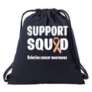 Support Squad Uterine Cancer Warrior Endometrial Cancer Meaningful Gift Drawstring Bag