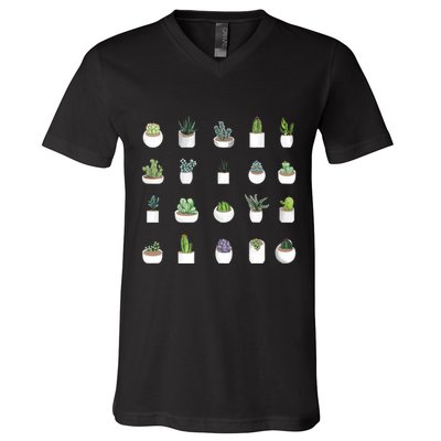 Succulents V-Neck T-Shirt